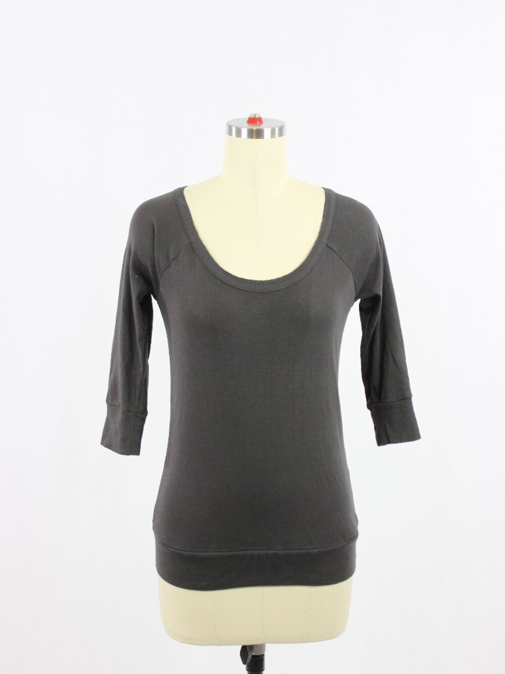 NWT CHASER Vintage Black 100% Cotton Jersey Scoop Neck Raglan T-Shirt, Size XS